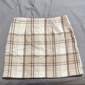 Forever 21 Beige and Brown Plaid Mini Skirt
